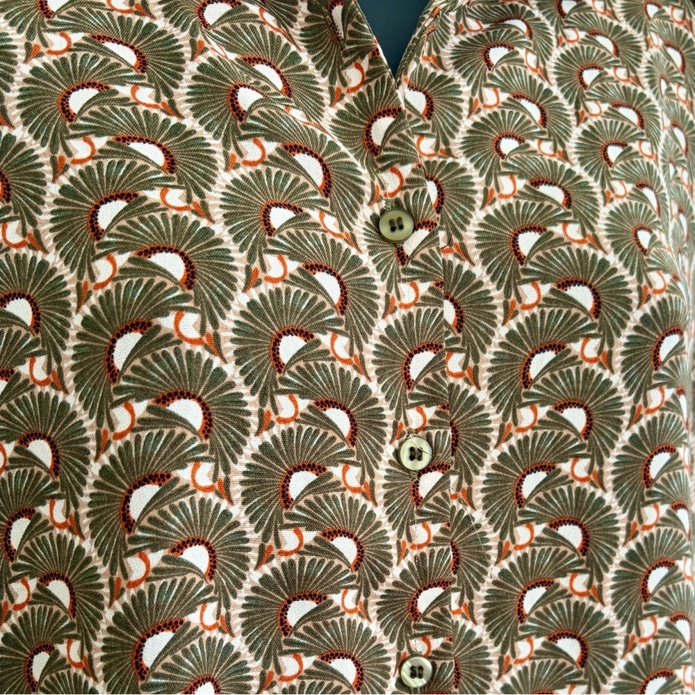 Emma Ella Paris Brown & Green Patterned Dress, SZ M/L EUC - Picture 4 of 8